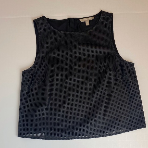 Banana republic leather waffled tank top, size 4 - Picture 2 of 5